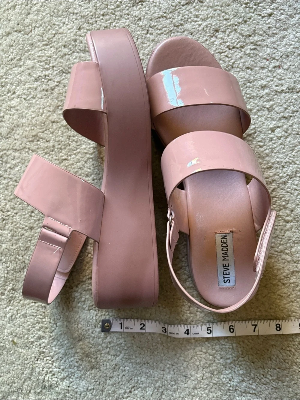 Steve Madden Blush Pink Patent Platform Sandals